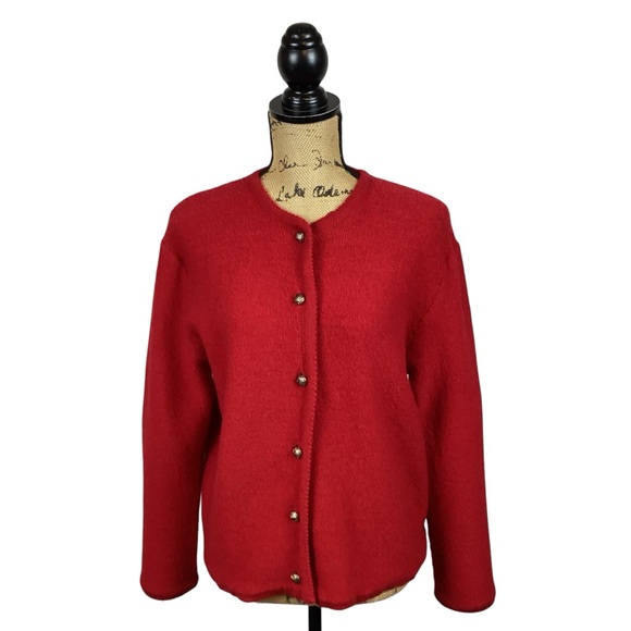Sag Harbor Wool Jacket Womens Medium Button Up Red - Picture 2 of 8